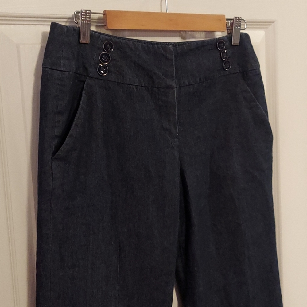 Sandro Petite Wide Leg Front Creased Blue Sailor Pants 10P - Picture 4 of 6